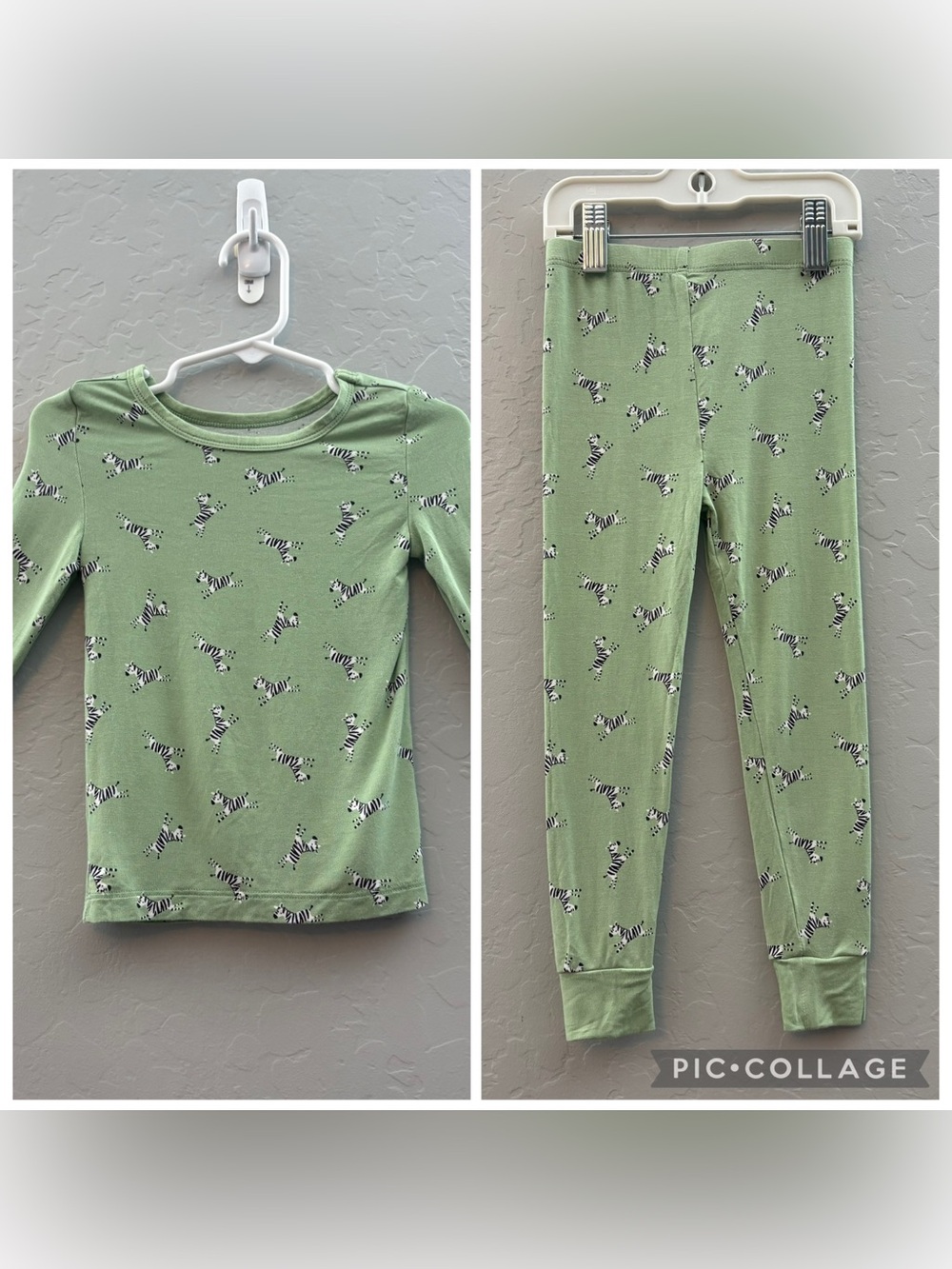 Little Me green zebra print two piece bamboo pajama set size 3t